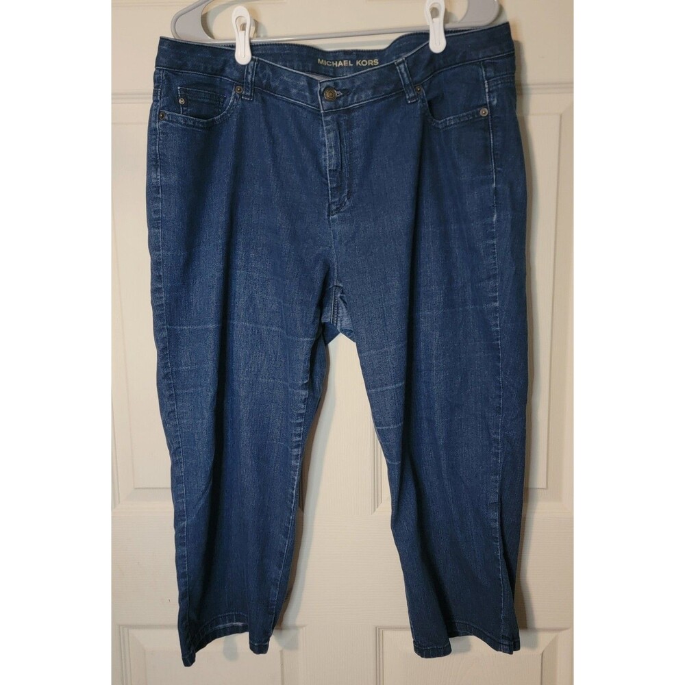 Michael Kors Women's 14W Skinny Jeans Dark Wash Stretch Mid-Rise 5-Pocket